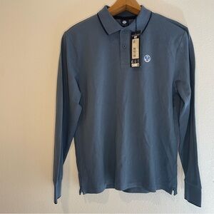 NEW North Sails Men size S Long-sleeved polo Blue shirt golf springs